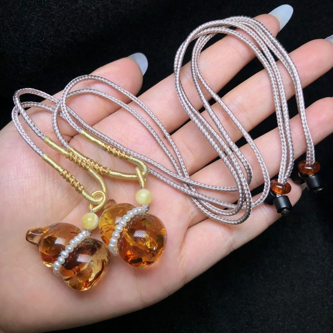 【云上叙】花珀项链-多样性发其一-随形-V86762-M（甄选）