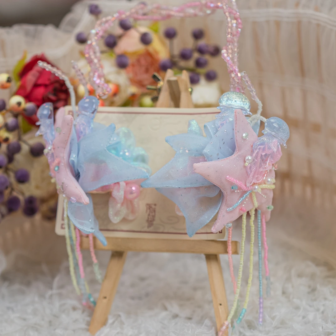 饰阿梁3456 海洋水晶发带水母海星头饰儿童小女孩发夹发饰可爱