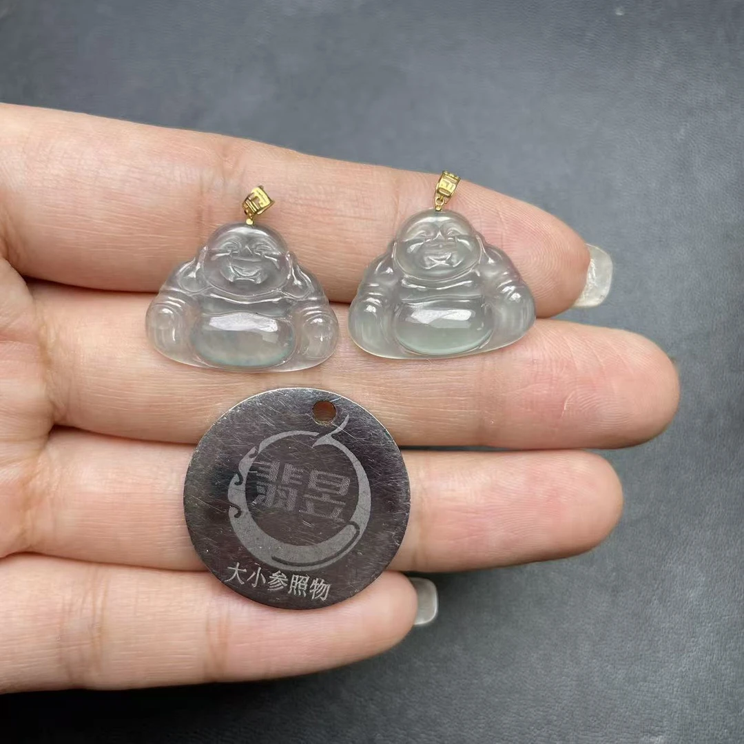 翡昱-N19-61939-天然A货翡翠吊坠18k金扣-多样性发其一-C