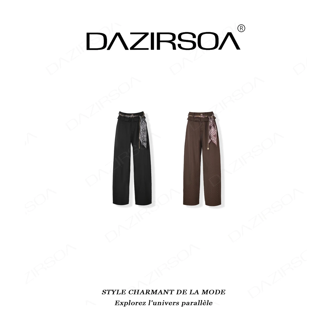 “镜白出格”时尚百搭烫钻复古洋气小弯刀裤 AB369