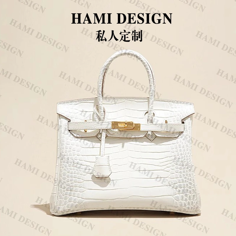 何【BK鳄鱼纹铂金包】真皮手提包女士单肩包2024新款头层牛皮斜挎包