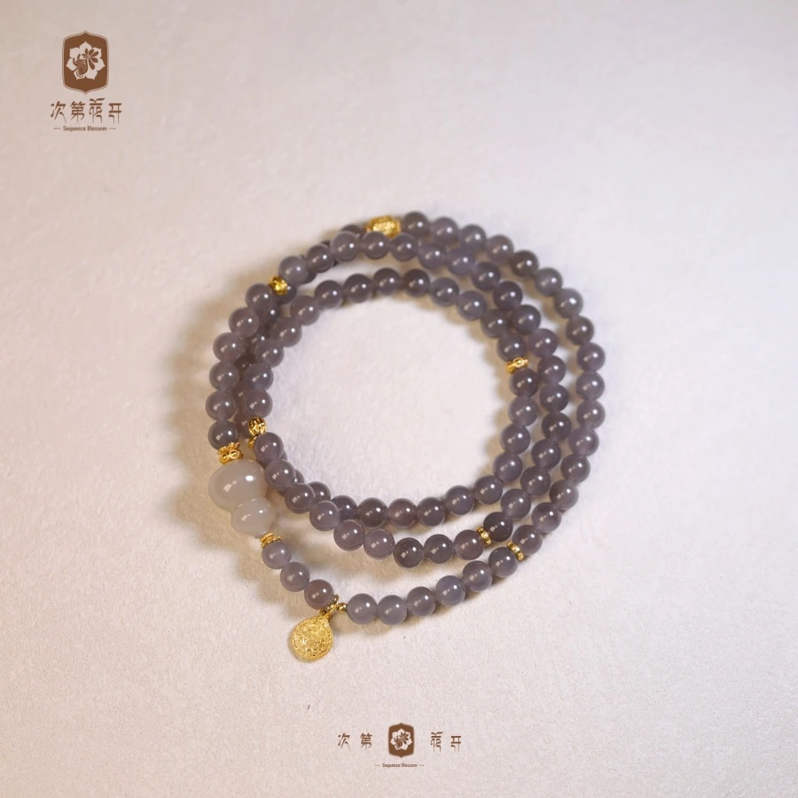 【慕凝烟】6mm烟紫玉 九八 和田玉项链 银配 MZ