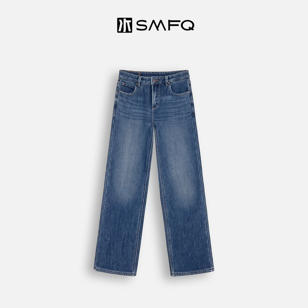 水木夫妻  ”版型高手”羽绒丝混纺牛仔水洗显瘦立裁直筒牛仔裤