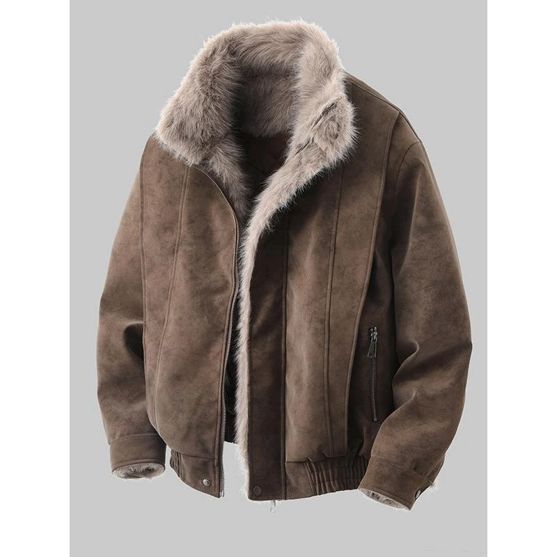 漫威毒液毛领加绒夹克外套男士2025冬季新款立领加厚保暖休闲皮衣