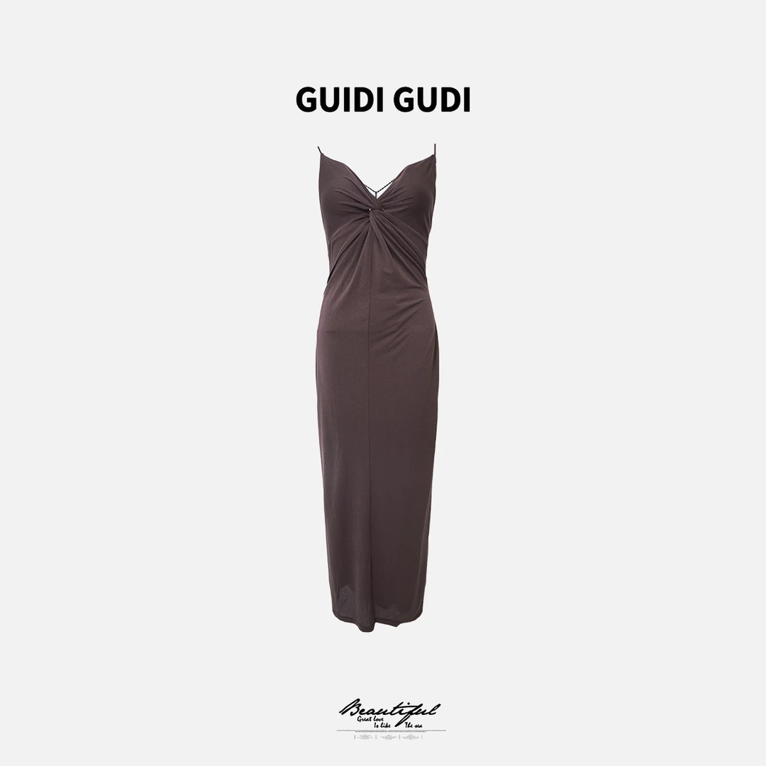 GUIDI GUDI【性感尤物】性感女人味吊带连衣裙 /黄加蓝