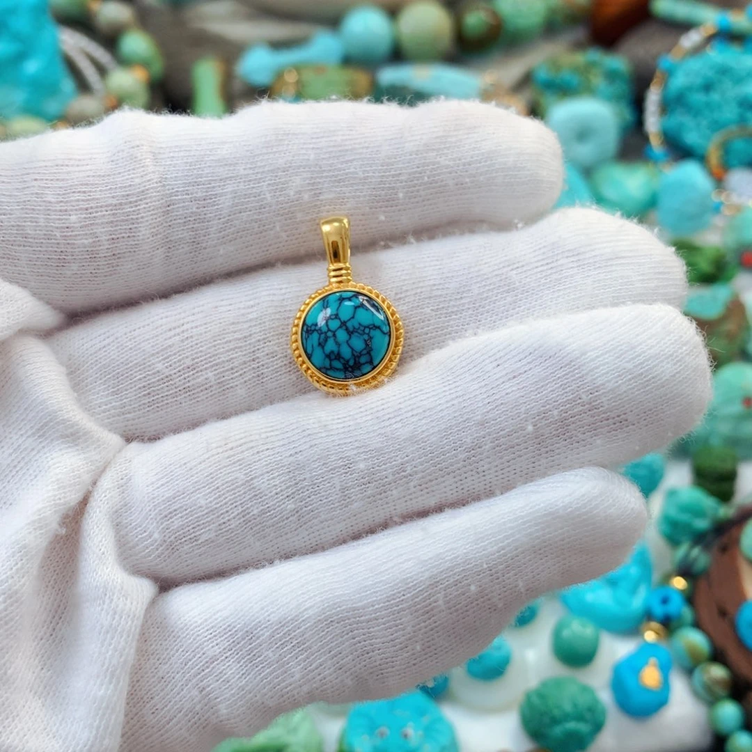 18K金镶嵌绿松石珠宝半成品