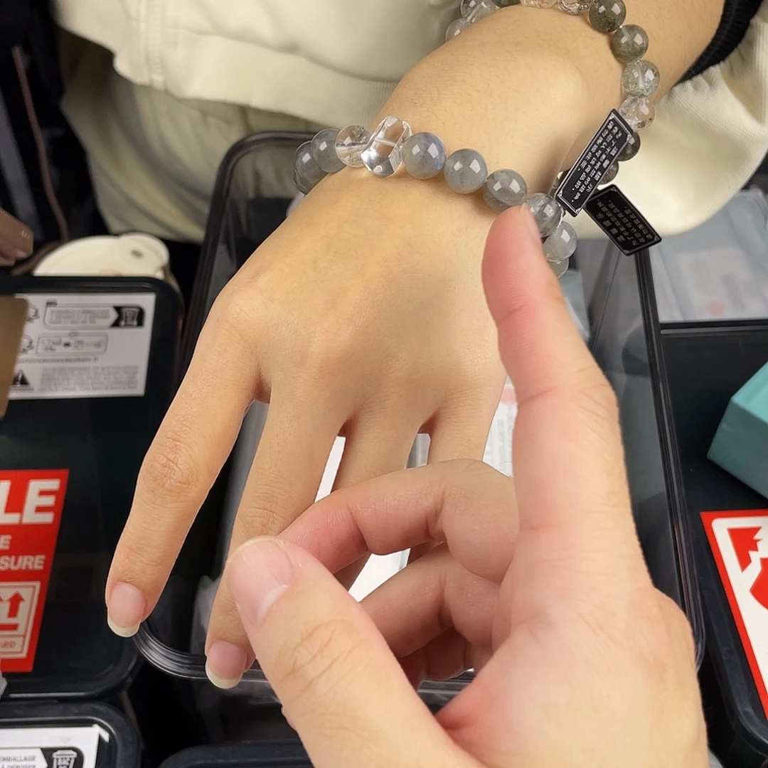 水晶银S925镀金镶嵌手串