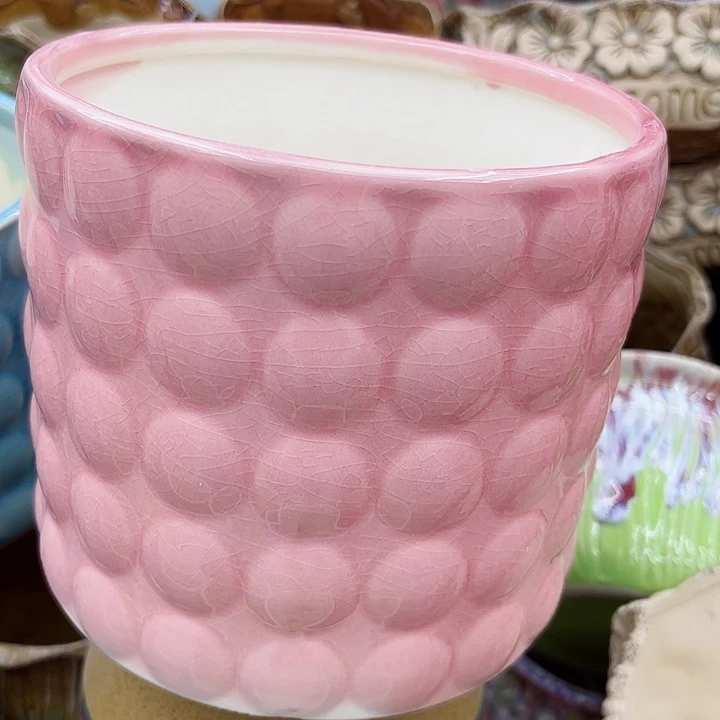 多肉绿植陶瓷花盆9.9包邮，有孔