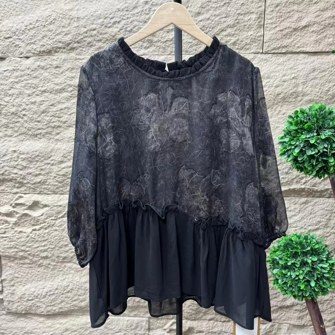 9605新款夏季气质高端大气遮肉显瘦减龄小衫QZ