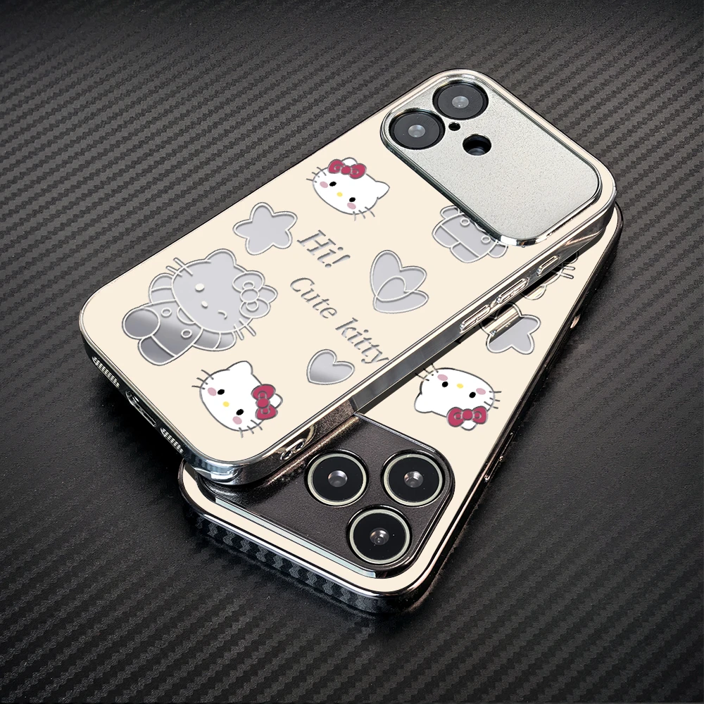 镂空kt猫适用苹果17promax手机壳新款17pro大视窗air高级感16电镀