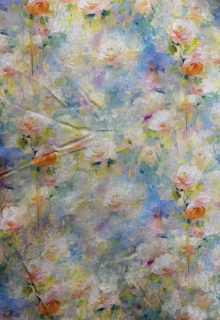 【七彩花】高档时装旗袍连衣裙面料花罗香云纱（开裁不退换）