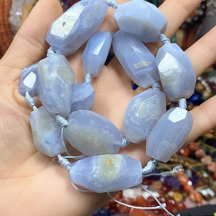 未镶嵌玛瑙/玉髓珠宝半成品天然蓝纹玛瑙