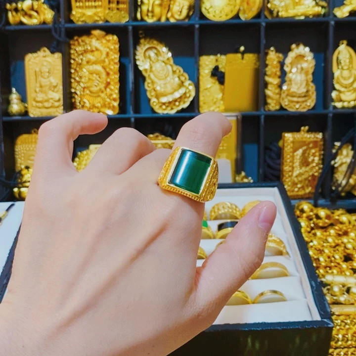 大理石合金绿方活口戒