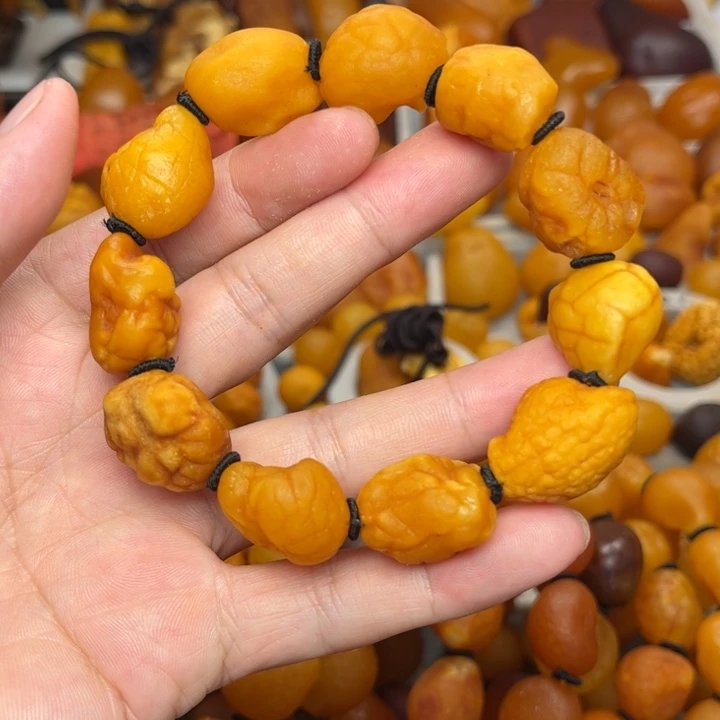 琥珀未镶嵌裸石天然蜜蜡手串