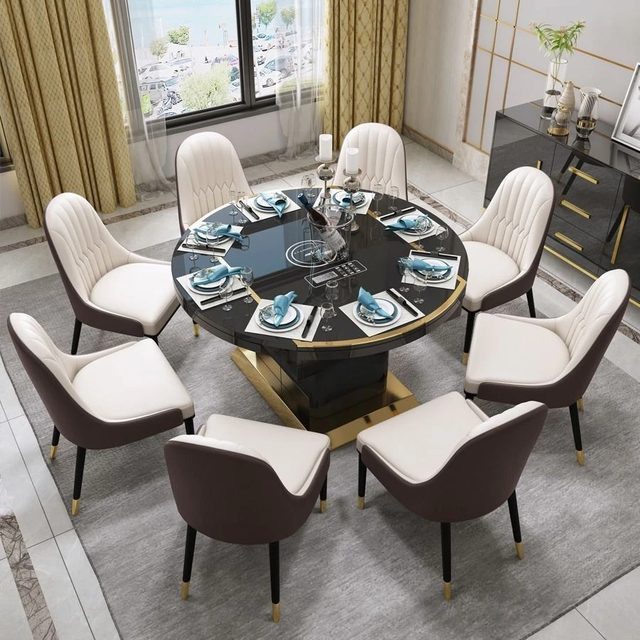 2025新款可伸缩餐桌椅组合折叠多功能电磁炉钢化玻璃客厅餐桌饭桌