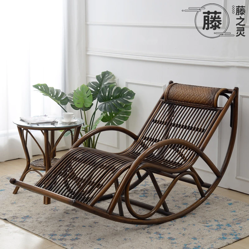 藤之灵老人家用午休阳台懒人摇摇椅躺椅成人大人休闲逍遥真藤沙发