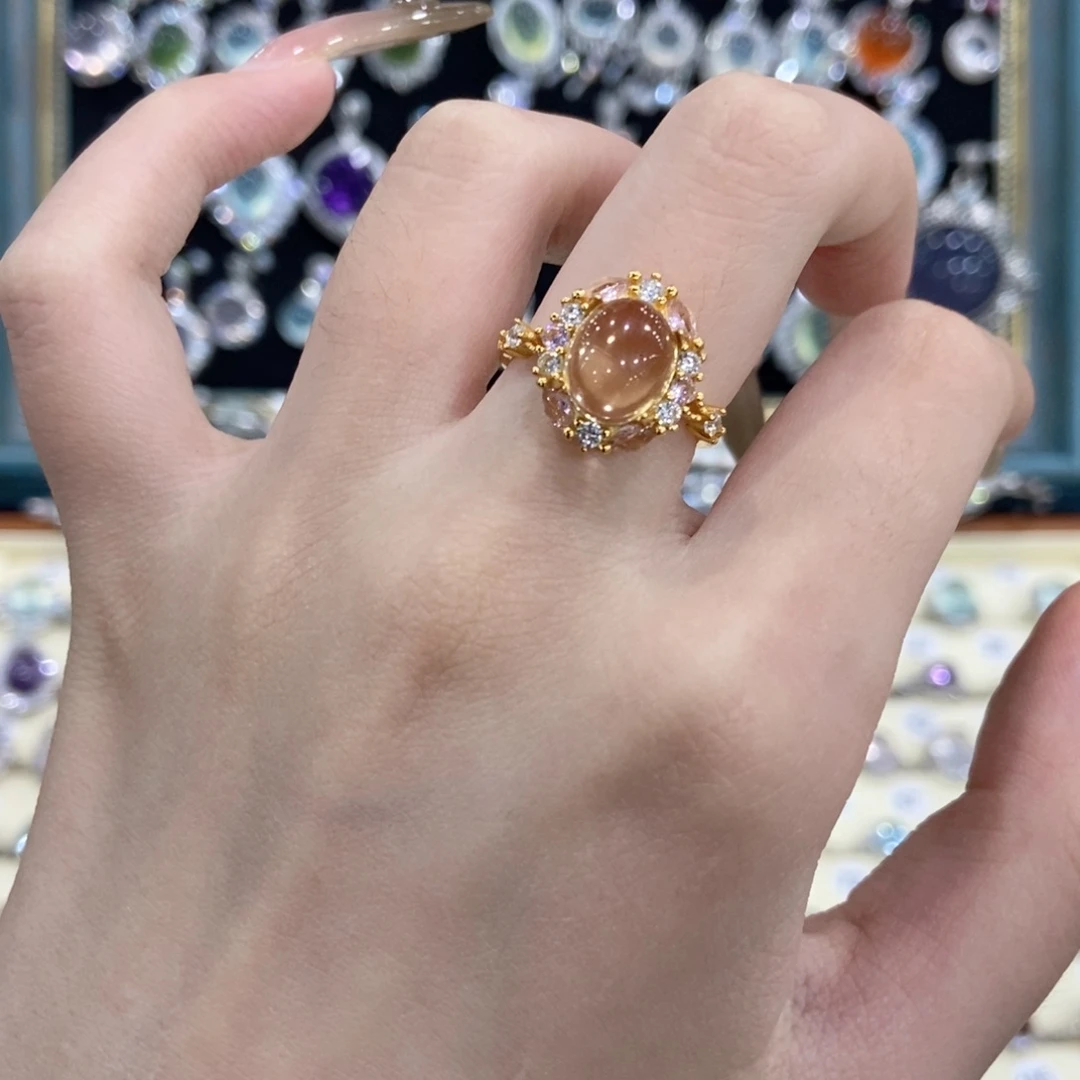银S925镀金镶嵌戒指黄晶