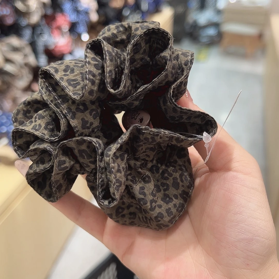 仿珍珠非金属灰绿色豹纹蛮腰发圈