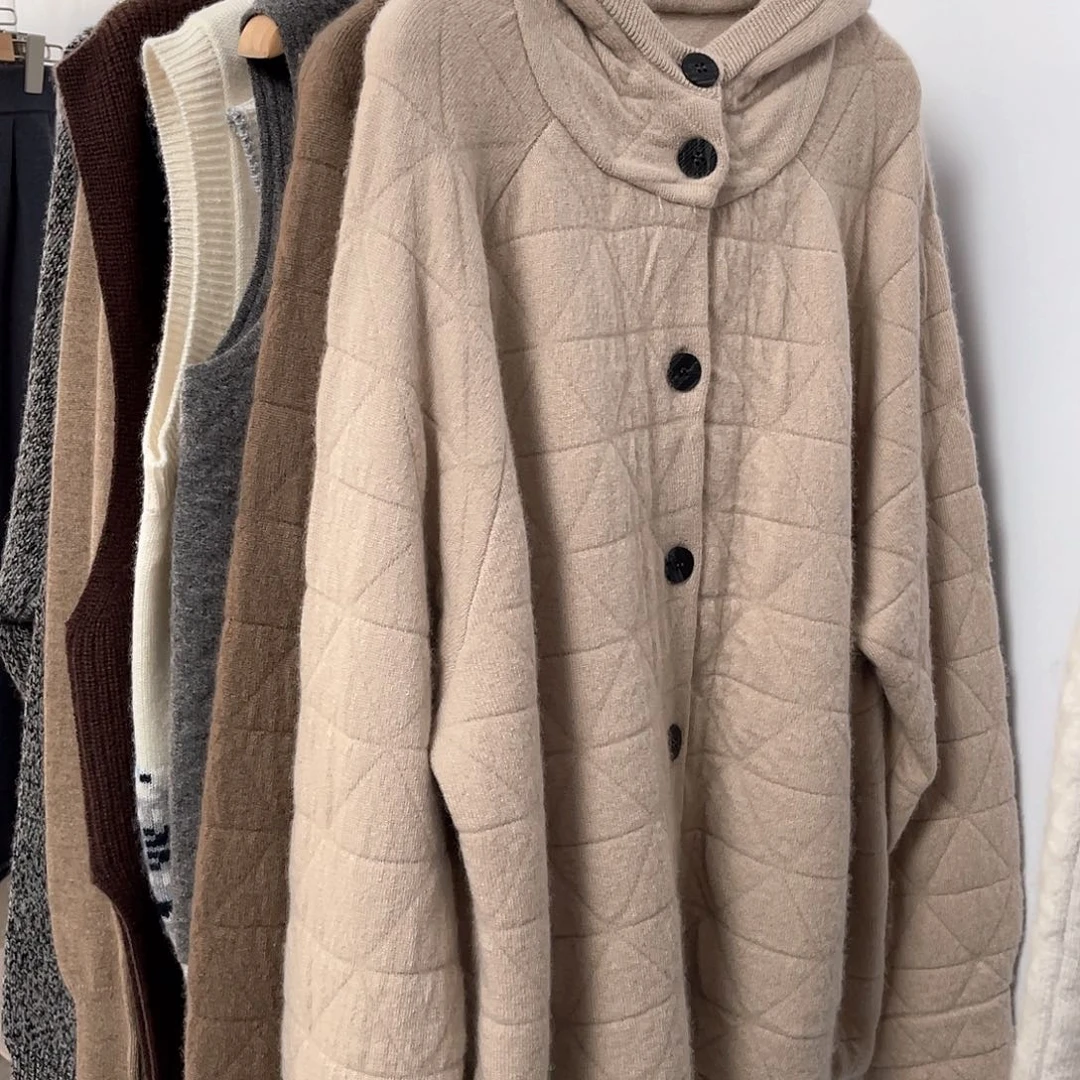 重磅双层加厚连帽羊绒开衫颜色可选