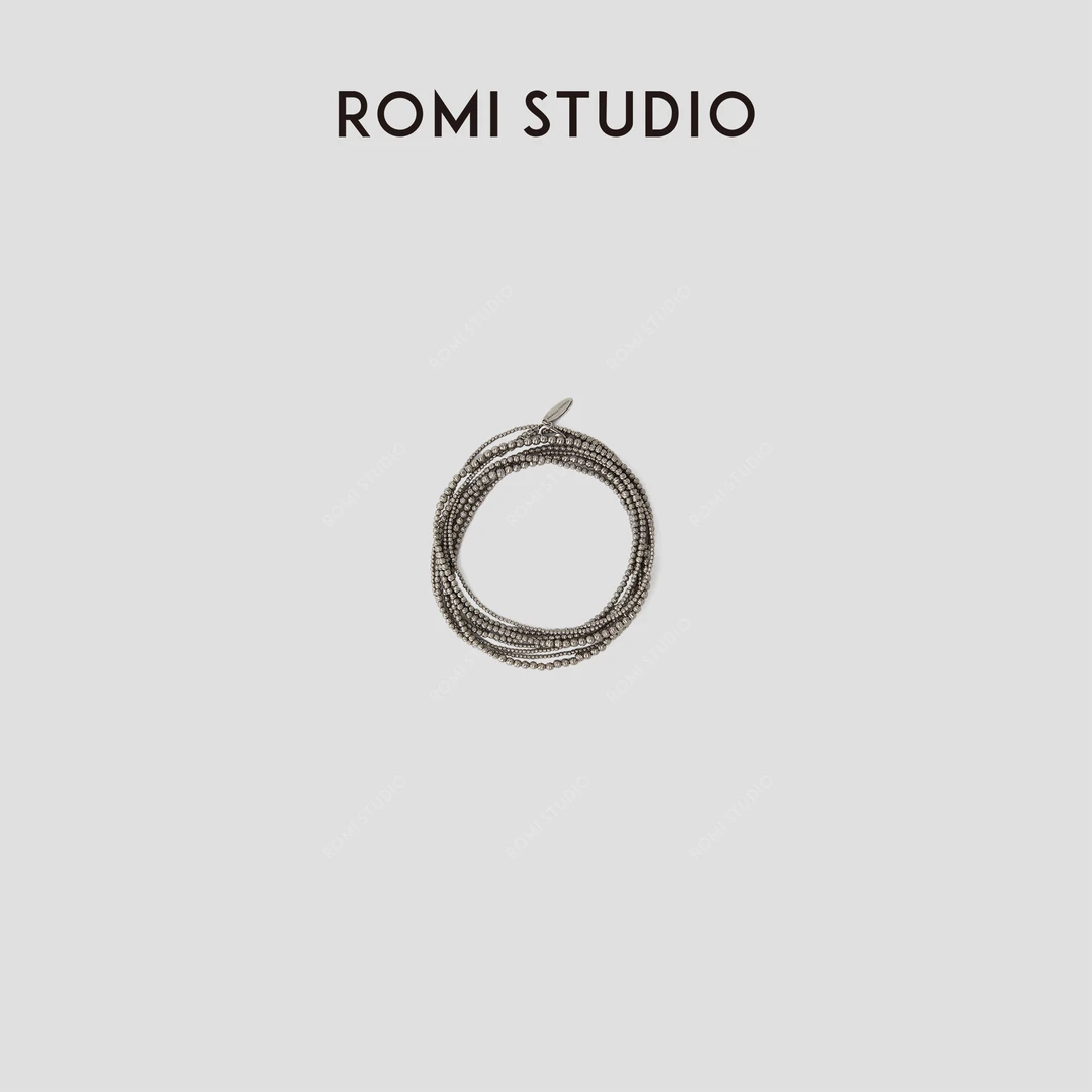 ROMI STUDIO 铜合金手链 高级感银色多层缠绕手链项链 RWCRP33475