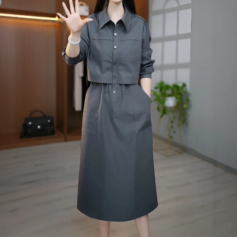 遮肉百搭高级感高端气质新款显瘦2026连衣裙春秋假两件简约裙子