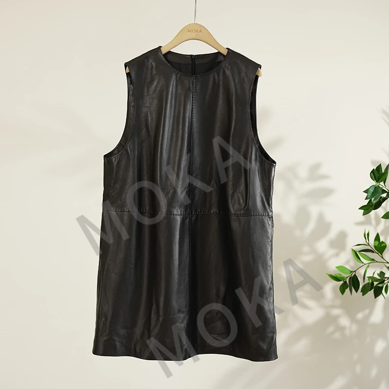 进口全植糅皮绵羊皮女士背心裙（241233）2360