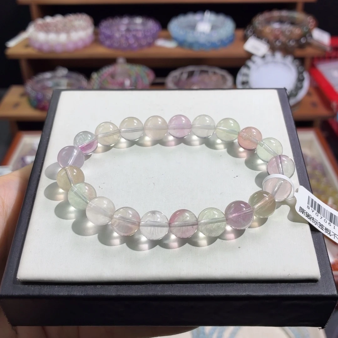 萤石手串未镶嵌彩萤石9+