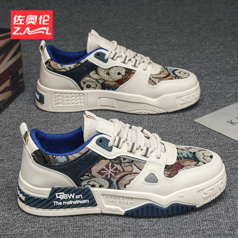 男鞋夏季透气百搭休闲设计感小众板鞋青少年运动厚底增高帆布潮鞋