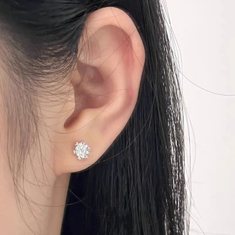 合金锆石耳饰 EH089小雪花耳钉
