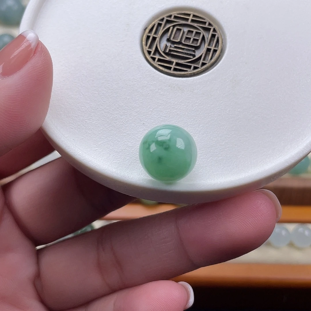 翡翠散珠天然翡翠a货阳绿飘花卡12