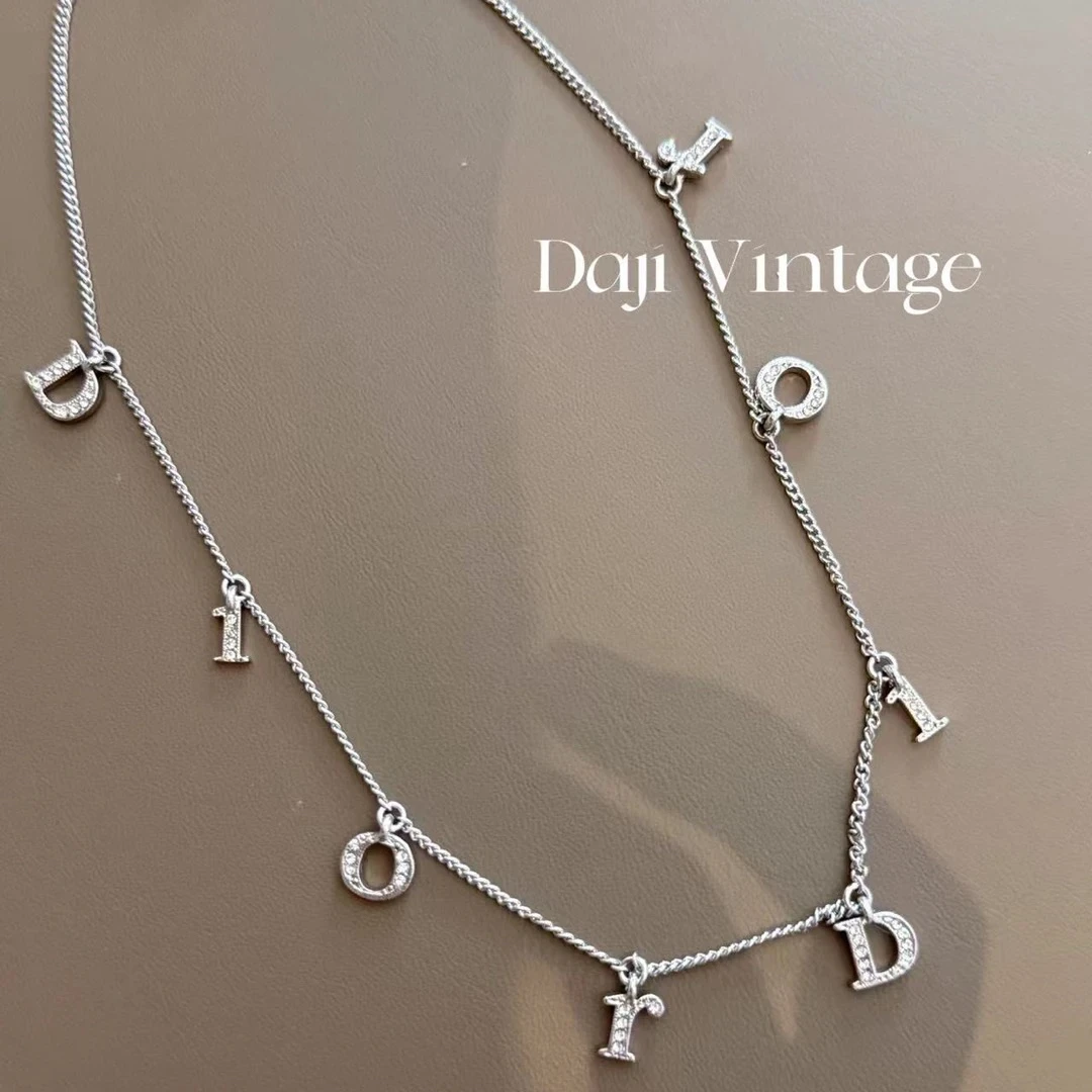 99新 DIOR/迪奥 大吉中古sz/Dior迪奥银色多字母项链