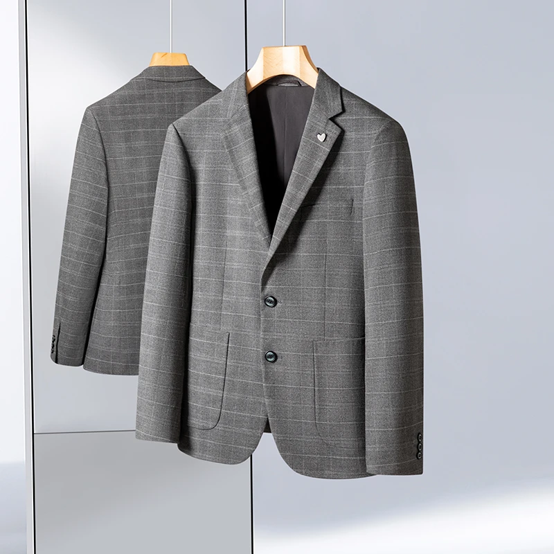 秋季男款简约必备舒适挺括商务翻领西服男士休闲西装外套
