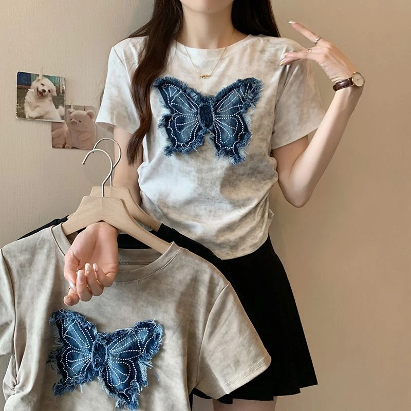 t恤显瘦休闲百搭夏季宽松韩版设计感洋气高腰短款时尚小众8015