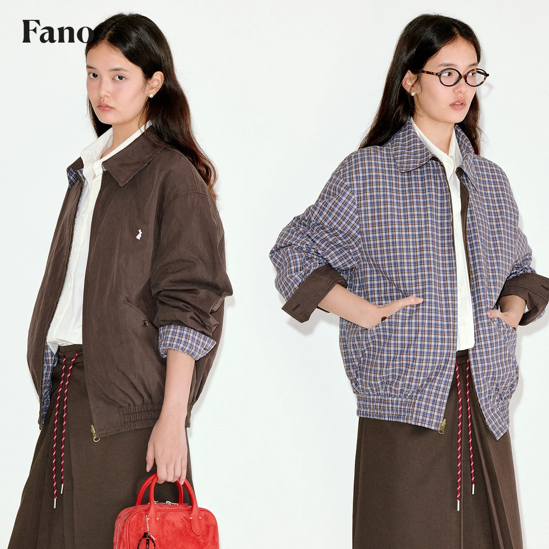 8.25上新 复古格纹“正方两穿 撞色刺绣”夹克外套FQ25W086