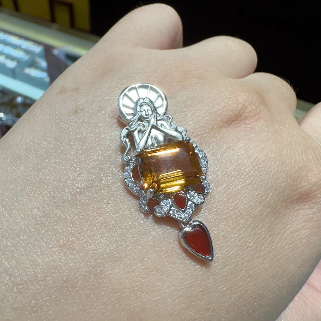 【504】天然黄水晶设计款吊坠（赠链）