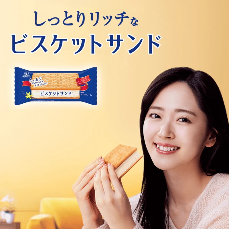 日本森永进口饼干三明治香草冰淇淋9袋  风靡冰激凌雪糕