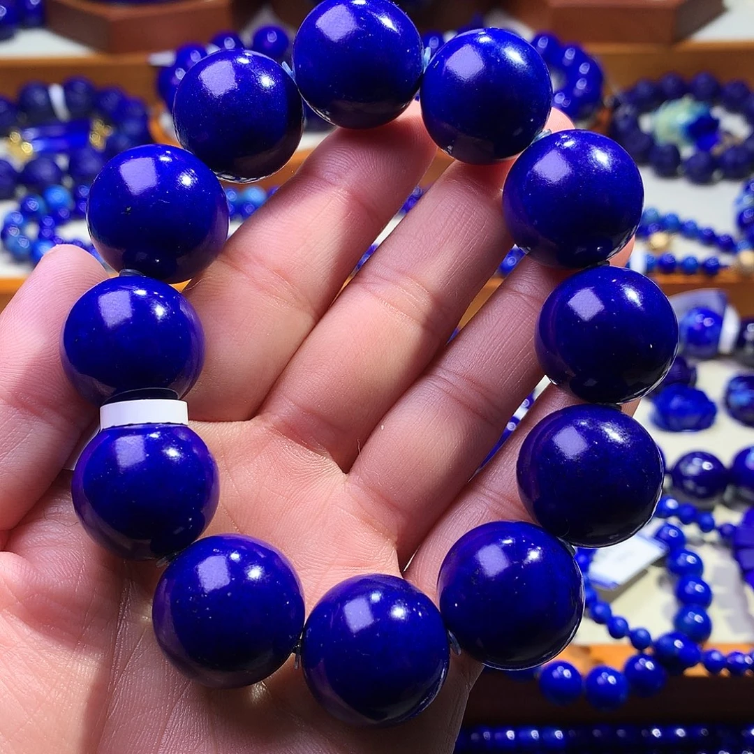 青金石未镶嵌手串19.8m顶级帝王蓝紫