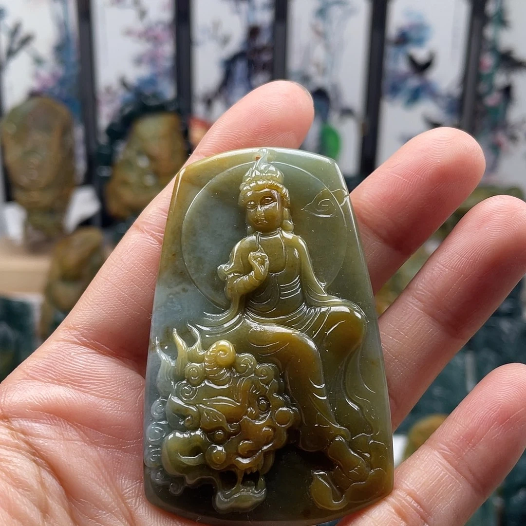 翡翠未镶嵌颈饰天然翡翠a货文殊