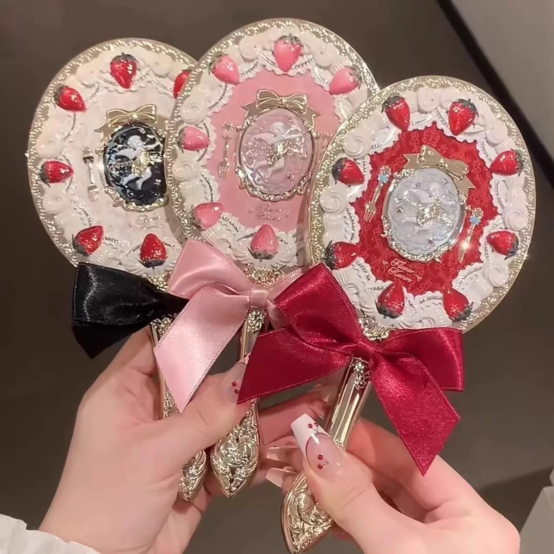 花知晓草莓丘比特系列手持镜子公主少女风甜美限定粉色mini镜子