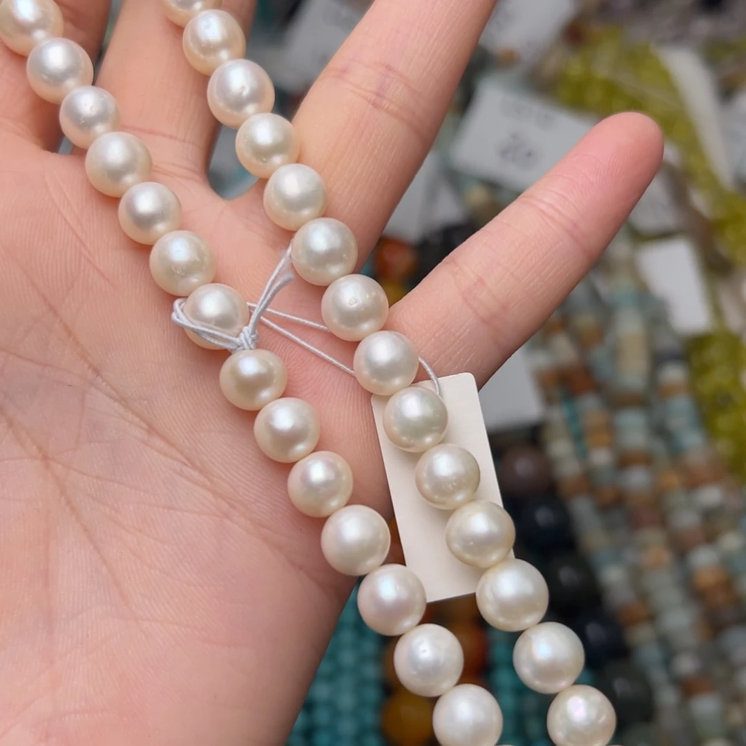 玛瑙/玉髓合金珠宝半成品L512。8mm天然珍珠圆珠一条