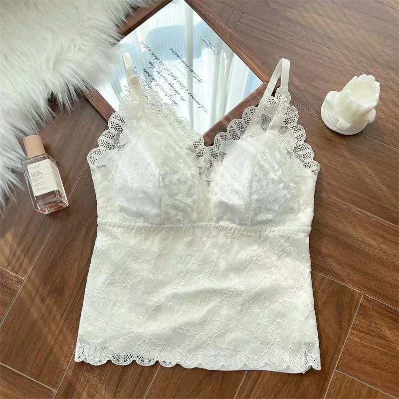 新款法式吊带百搭显瘦带胸垫2511