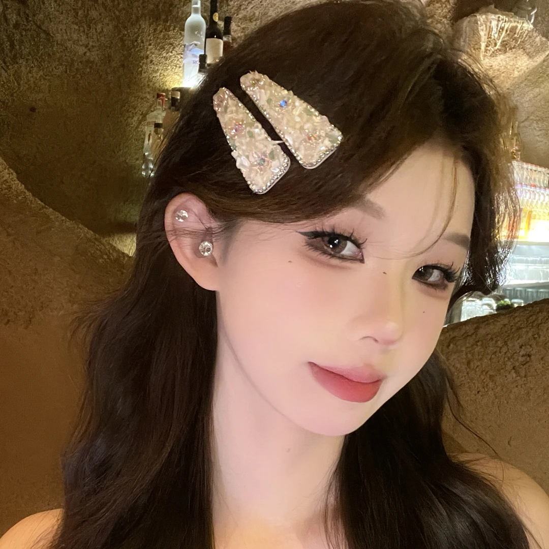 韩版气质时尚高级感发夹简约精致甜美百搭超闪刘海边夹