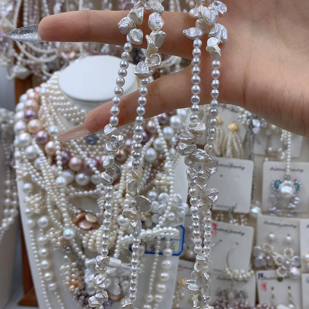 碧***城淡水珍珠项链耳饰银S925镶嵌