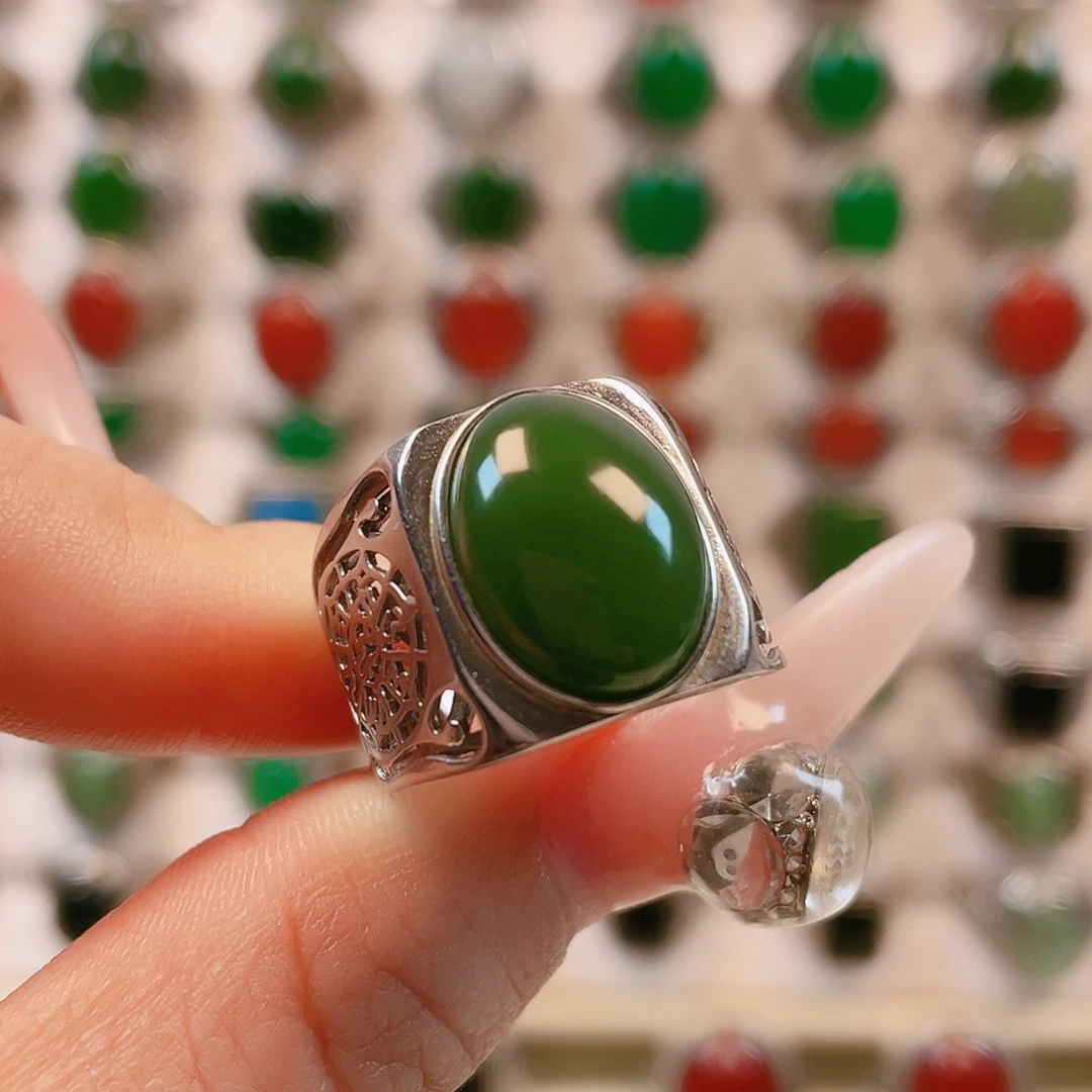 银S925镶嵌戒指和田玉