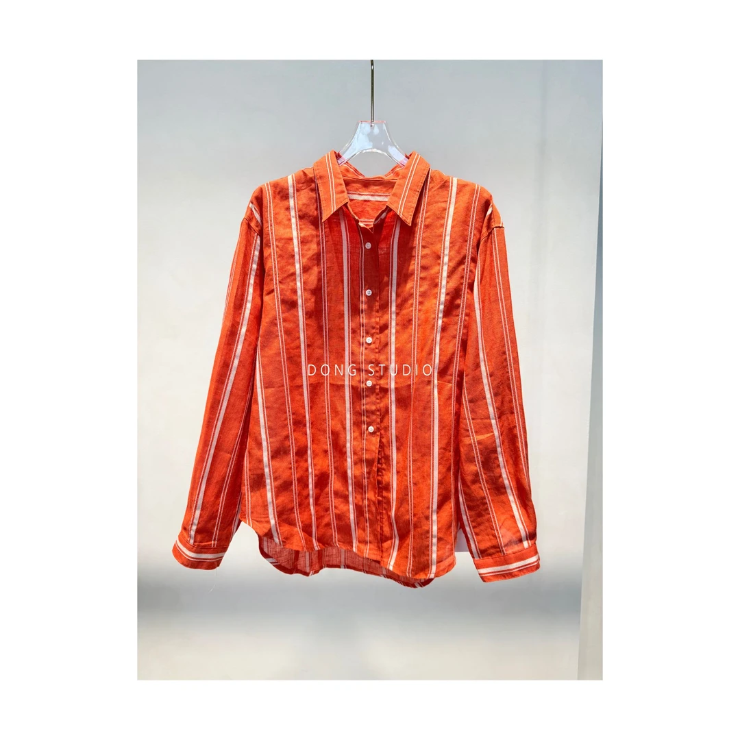 三文鱼高智感沙棘亚麻衬衫I5464