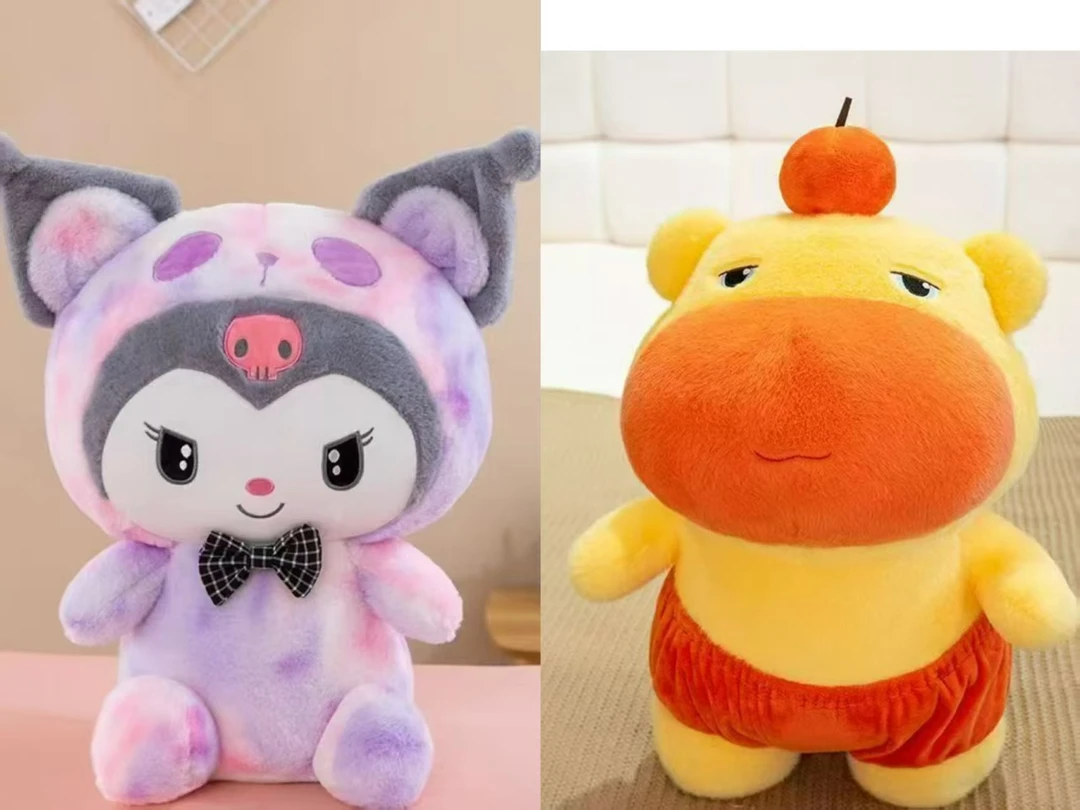 扎染库洛米+水豚鲁鲁毛绒玩具公仔抱枕生日礼物网红超萌玩偶