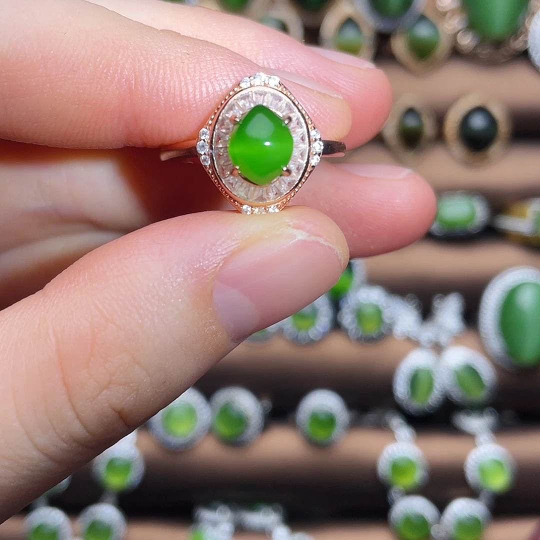 和田玉（碧玉）银S925镶嵌吊坠(不含链)