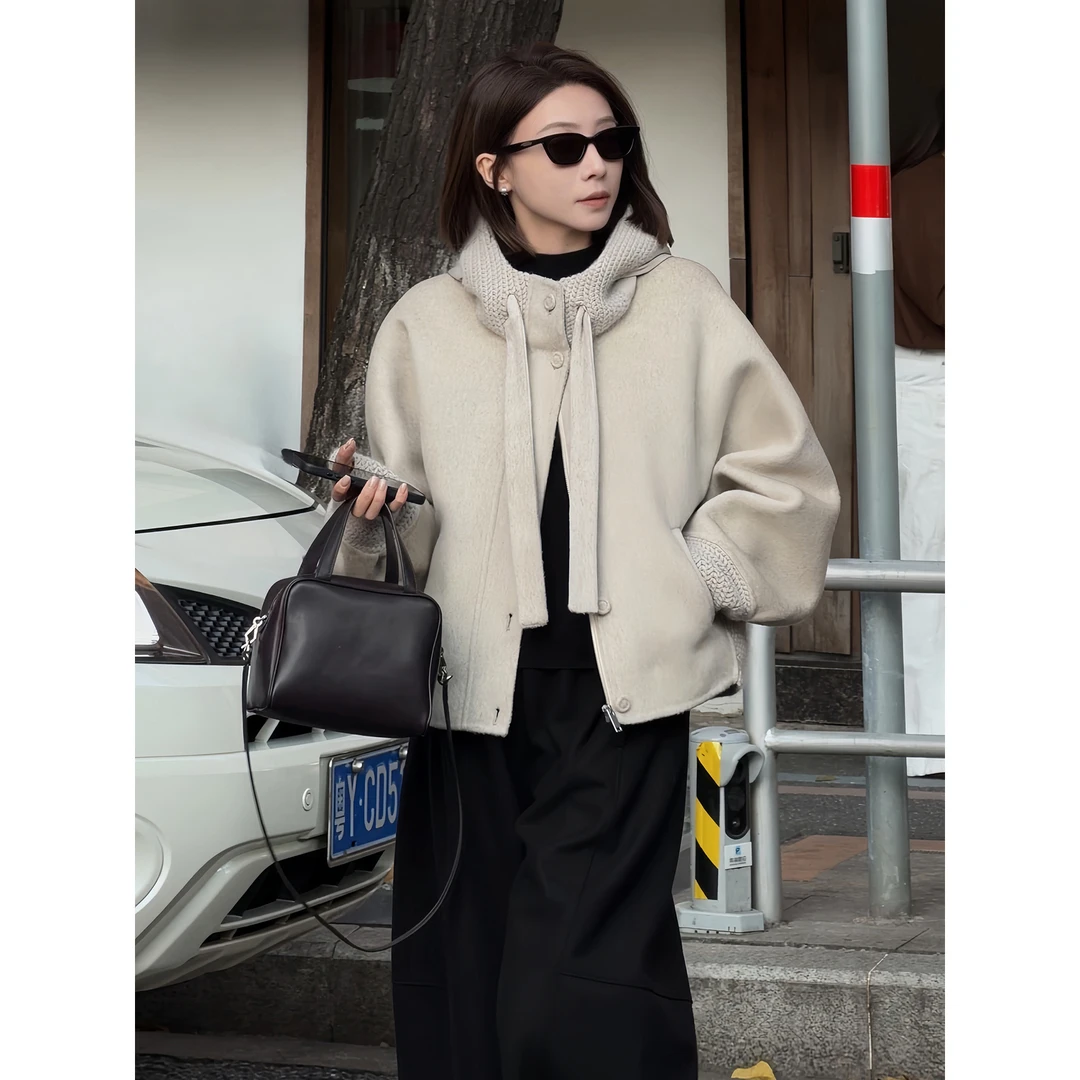 【老板周】时髦单品 冬季新品连帽拼接廓形舒芙蕾羽绒外套