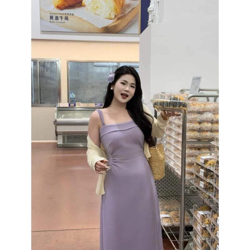 现货【赫饰】欧若风胖mm大码气质显瘦套装开衫+连衣裙 02143D