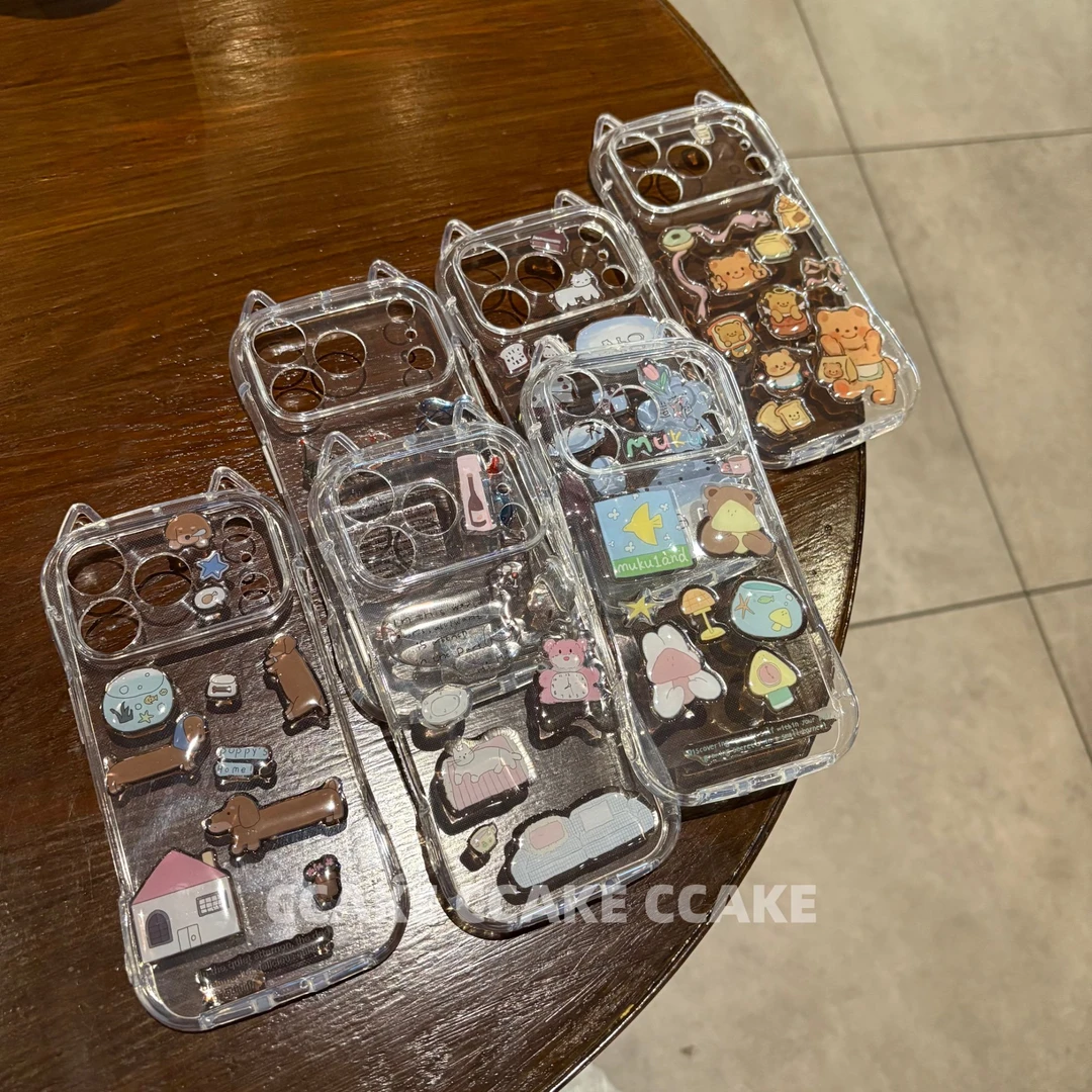 可爱猫耳朵贴纸适用于苹果17promax手机壳iPhone16/15plus软13/14